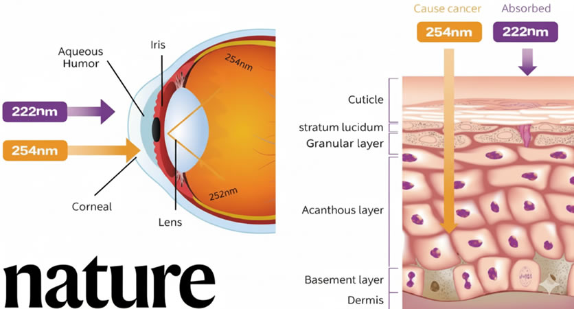 Espectro eletromagnético com destaque para Far-UVC (222 nm)